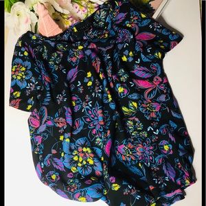 Flower print design Short Sleeve Top
